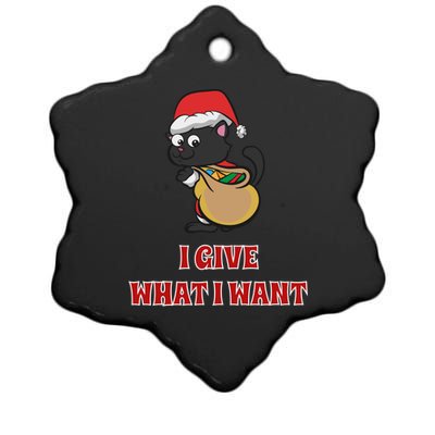 I Give What I Want Santa Cat Christmas Cheer Gift Ceramic Star Ornament