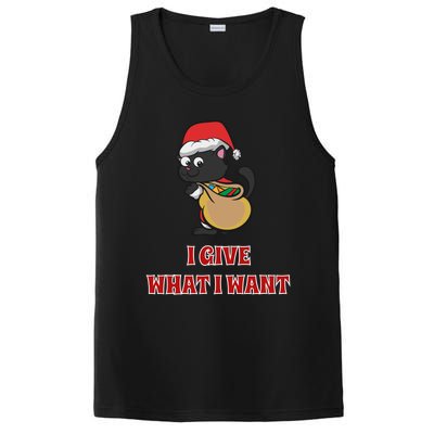 I Give What I Want Santa Cat Christmas Cheer Gift PosiCharge Competitor Tank