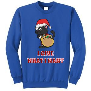 I Give What I Want Santa Cat Christmas Cheer Gift Sweatshirt