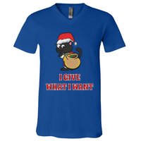 I Give What I Want Santa Cat Christmas Cheer Gift V-Neck T-Shirt