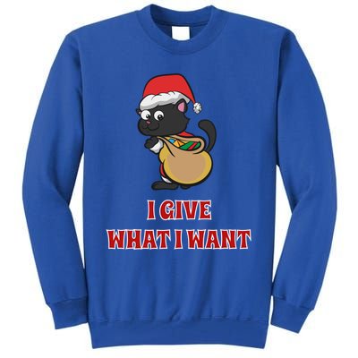 I Give What I Want Santa Cat Christmas Cheer Gift Tall Sweatshirt