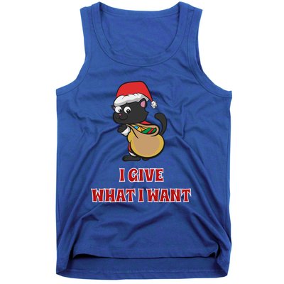 I Give What I Want Santa Cat Christmas Cheer Gift Tank Top