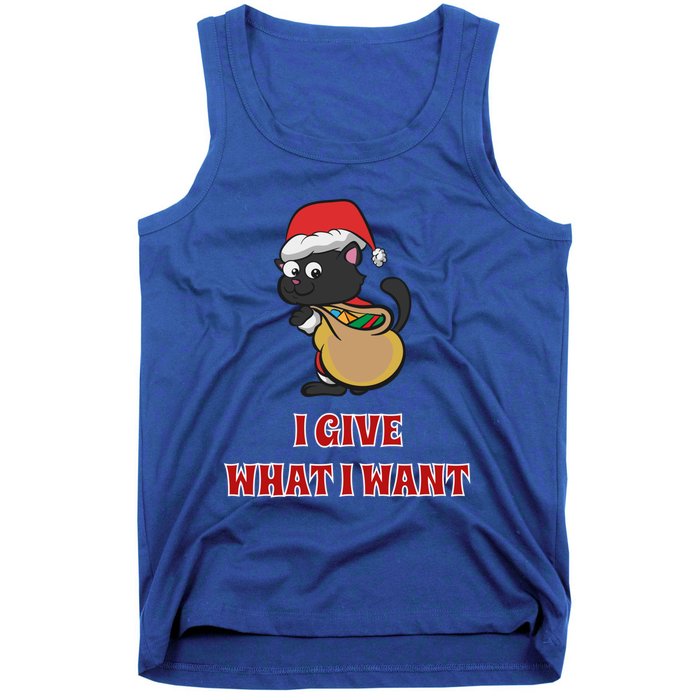 I Give What I Want Santa Cat Christmas Cheer Gift Tank Top