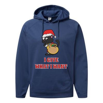 I Give What I Want Santa Cat Christmas Cheer Gift Performance Fleece Hoodie