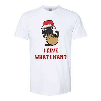 I Give What I Want Santa Cat Christmas Cheer Gift Softstyle CVC T-Shirt