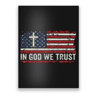 In God We Trust  Vintage USA Flag Cross Patriotic Christian  Poster