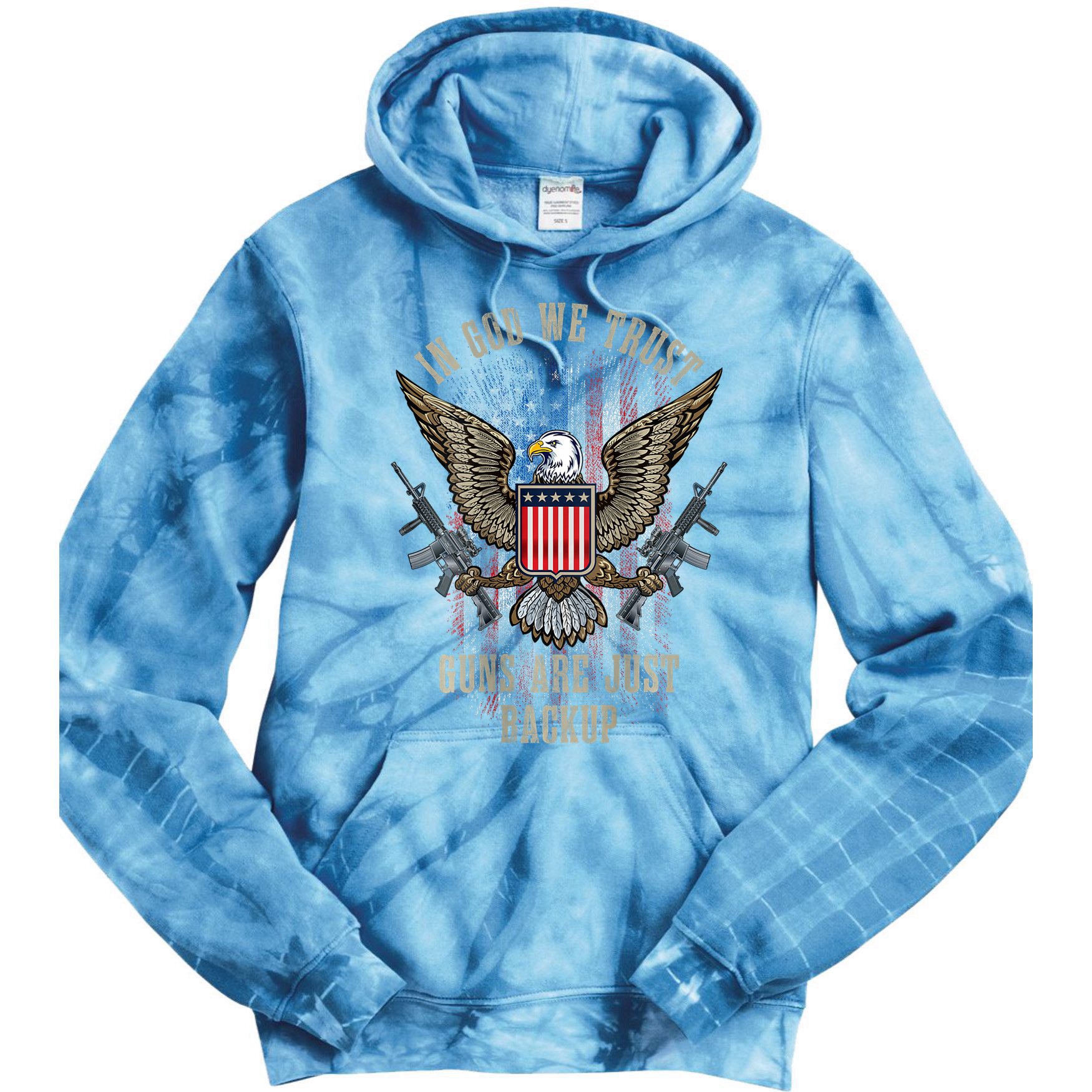 In God We Trust Guns Are Just Backup American Flag Tie Dye Hoodie