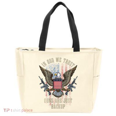 In God We Trust Guns Are Just Backup American Flag Zip Tote Bag