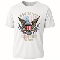 In God We Trust Guns Are Just Backup American Flag Cooling Performance Crew T-Shirt