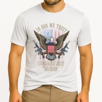 In God We Trust Guns Are Just Backup American Flag Cooling Performance Crew T-Shirt