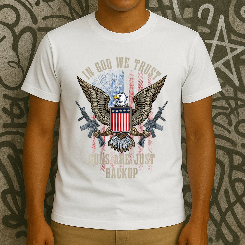 In God We Trust Guns Are Just Backup American Flag T-Shirt