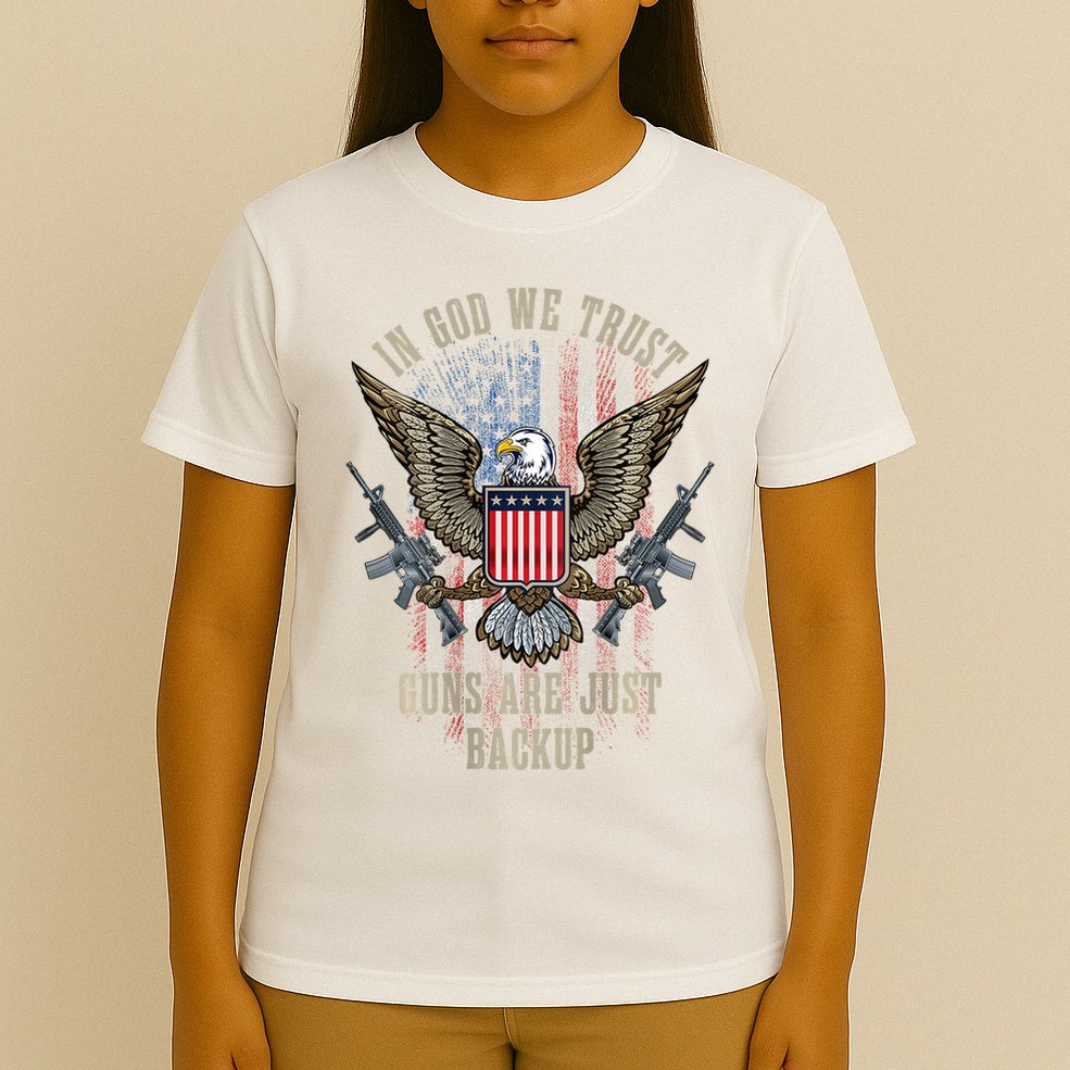 In God We Trust Guns Are Just Backup American Flag T-Shirt
