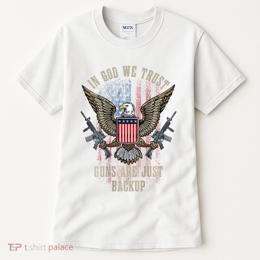In God We Trust Guns Are Just Backup American Flag Tall T-Shirt
