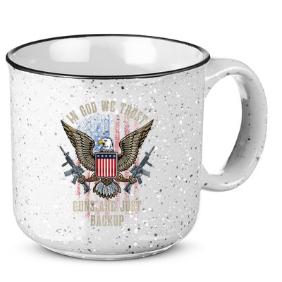 In God We Trust Guns Are Just Backup American Flag 15oz Campfire Ceramic Mug