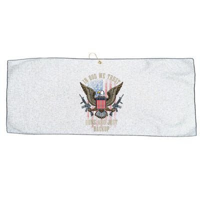 In God We Trust Guns Are Just Backup American Flag Large Microfiber Waffle Golf Towel