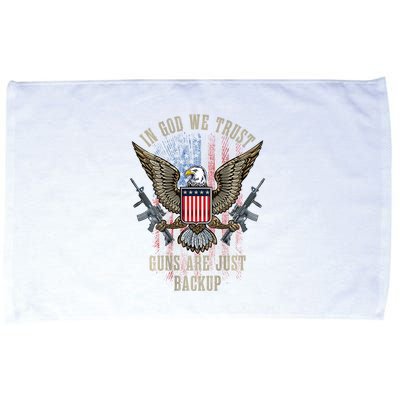 In God We Trust Guns Are Just Backup American Flag Microfiber Hand Towel