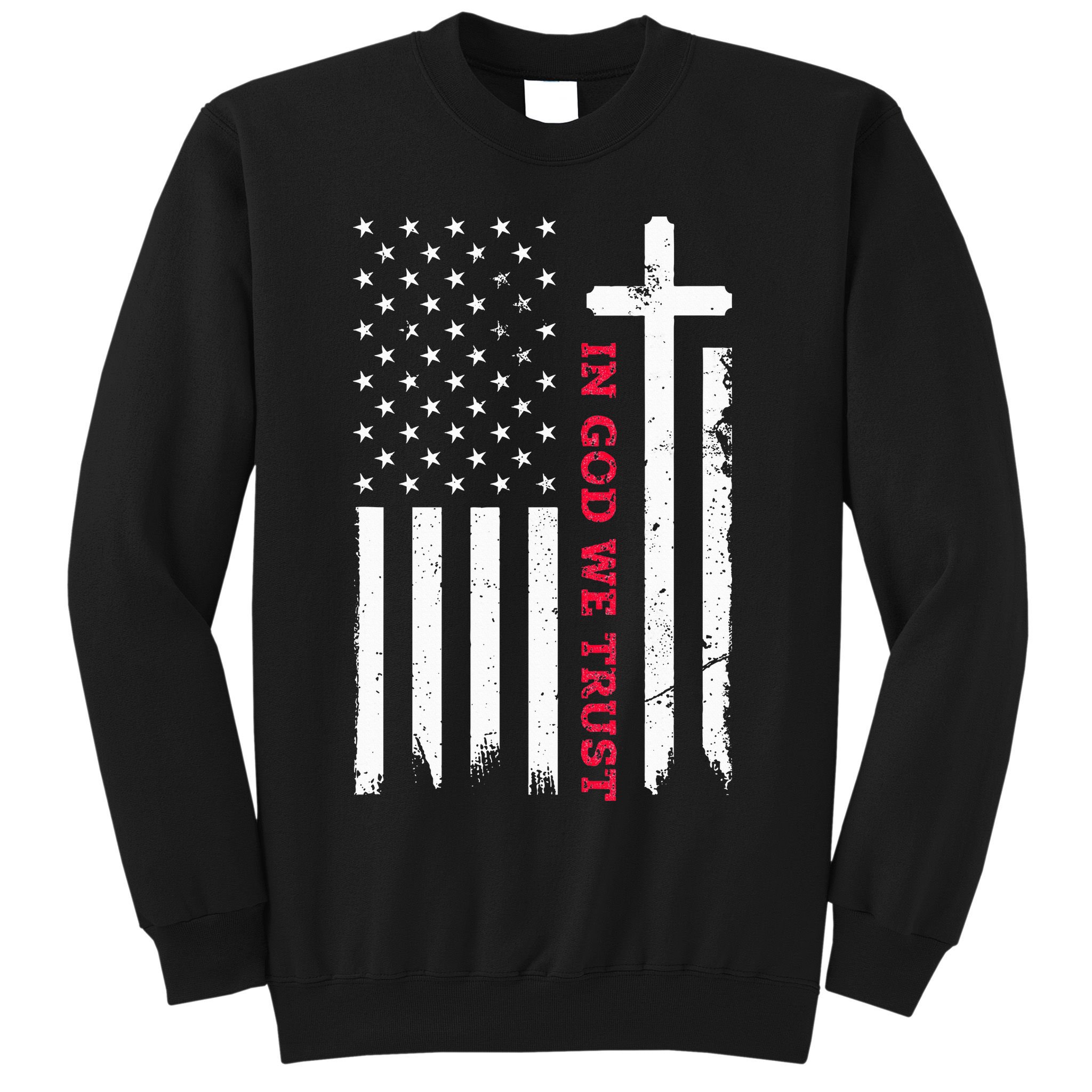In God We Trust With Patriotic Vintage American Flag Sweatshirt
