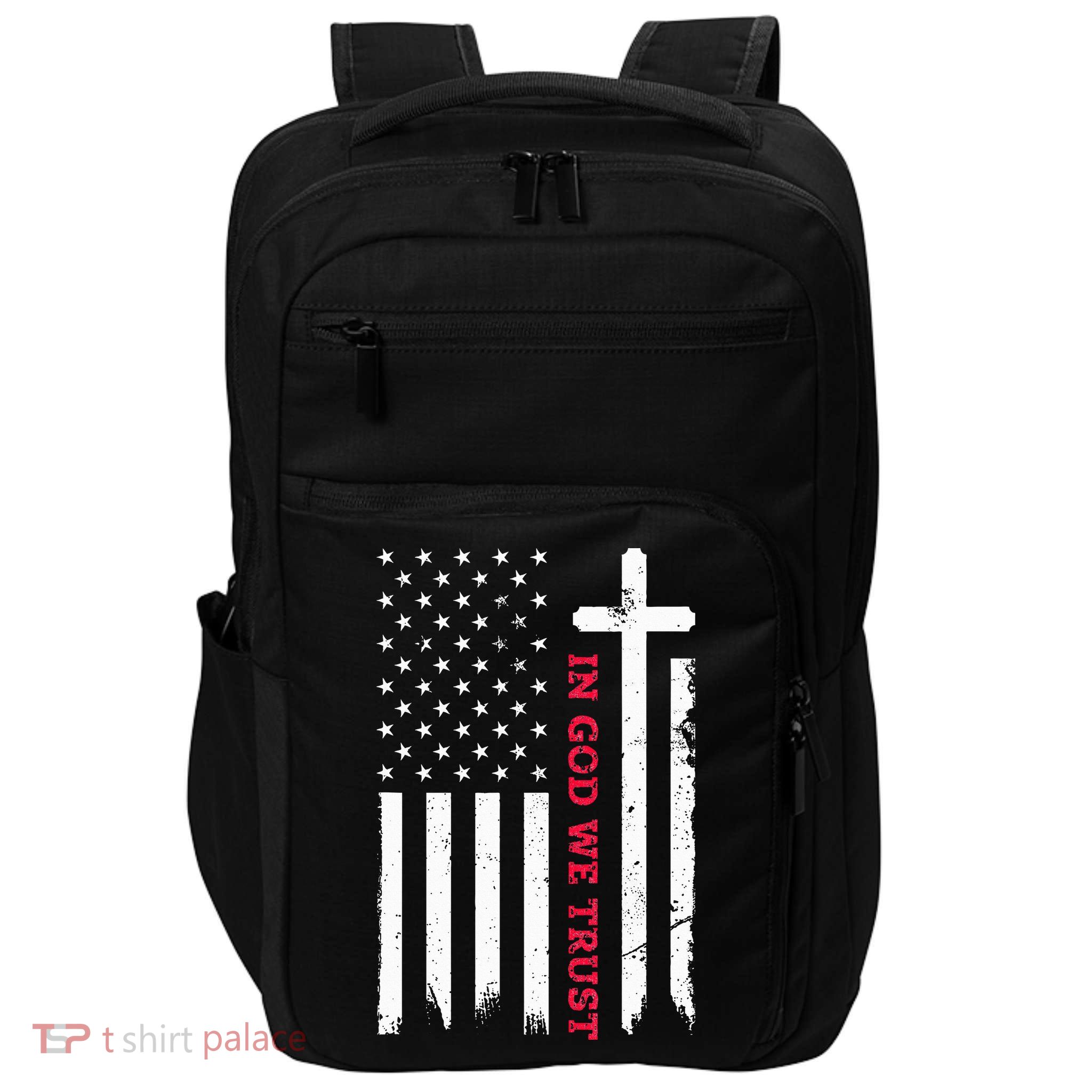 In God We Trust With Patriotic Vintage American Flag Impact Tech Backpack