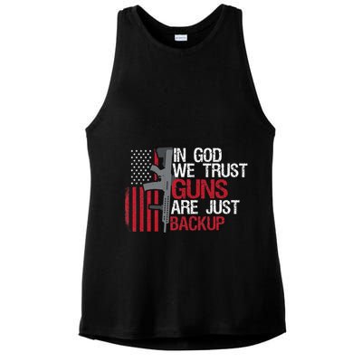 In God We Trust Guns Are Just Backup Patriotic Ladies PosiCharge Tri-Blend Wicking Tank