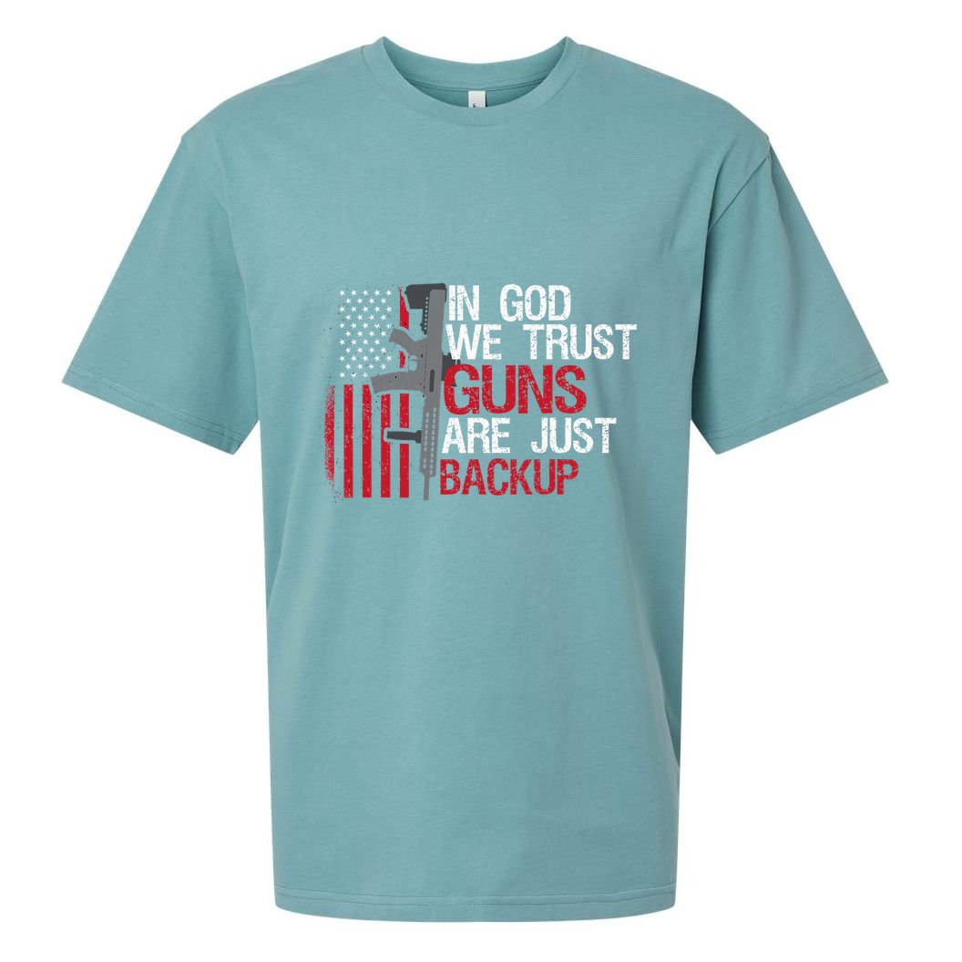 In God We Trust Guns Are Just Backup Patriotic Sueded Cloud Jersey T-Shirt