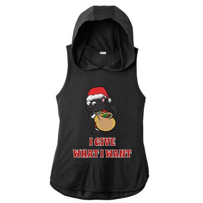 I Give What I Want Santa Cat Christmas Cheer Gift Ladies PosiCharge Tri-Blend Wicking Draft Hoodie Tank