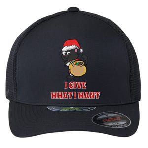 I Give What I Want Santa Cat Christmas Cheer Gift Flexfit Unipanel Trucker Cap