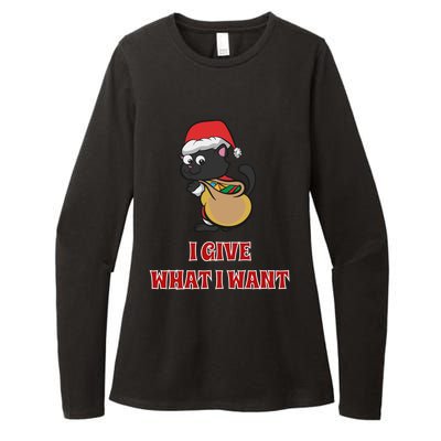 I Give What I Want Santa Cat Christmas Cheer Gift Womens CVC Long Sleeve Shirt