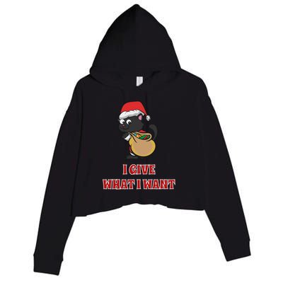 I Give What I Want Santa Cat Christmas Cheer Gift Crop Fleece Hoodie