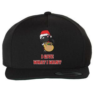 I Give What I Want Santa Cat Christmas Cheer Gift Wool Snapback Cap