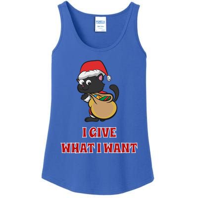 I Give What I Want Santa Cat Christmas Cheer Gift Ladies Essential Tank