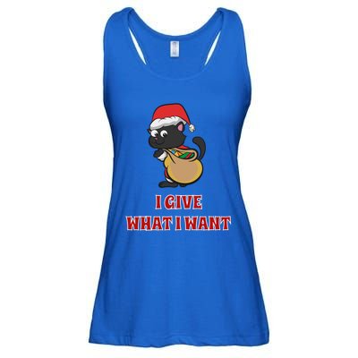 I Give What I Want Santa Cat Christmas Cheer Gift Ladies Essential Flowy Tank