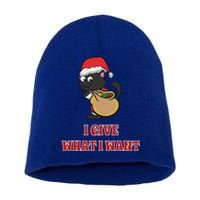 I Give What I Want Santa Cat Christmas Cheer Gift Short Acrylic Beanie