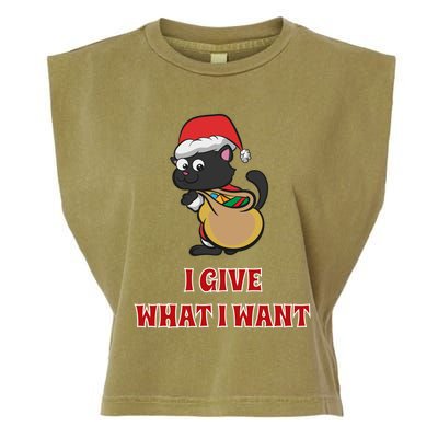 I Give What I Want Santa Cat Christmas Cheer Gift Garment-Dyed Women's Muscle Tee