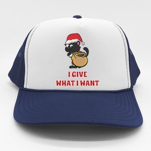 I Give What I Want Santa Cat Christmas Cheer Gift Trucker Hat