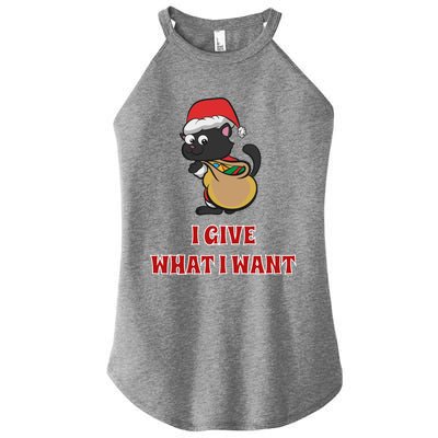 I Give What I Want Santa Cat Christmas Cheer Gift Women's Perfect Tri Rocker Tank