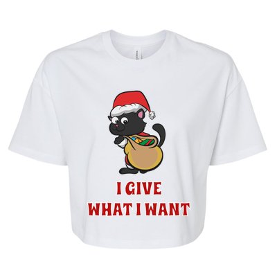 I Give What I Want Santa Cat Christmas Cheer Gift Bella+Canvas Jersey Crop Tee