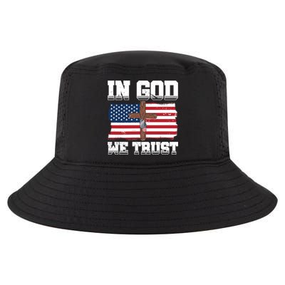 In God We Trust American Flag Jesus Faith Holy Cross Meaningful Gift Cool Comfort Performance Bucket Hat