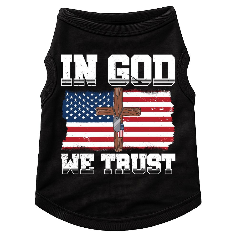 In God We Trust American Flag Jesus Faith Holy Cross Meaningful Gift Doggie Tank