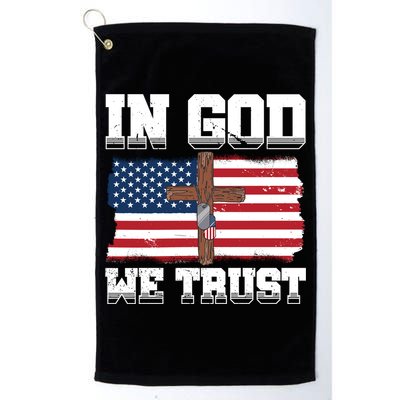 In God We Trust American Flag Jesus Faith Holy Cross Meaningful Gift Golf Towel