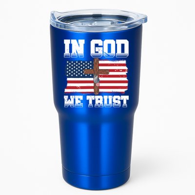 In God We Trust American Flag Jesus Faith Holy Cross Meaningful Gift Tumbler