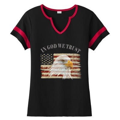 In God We Trust American Respect Gift Ladies Halftime Notch Neck Tee