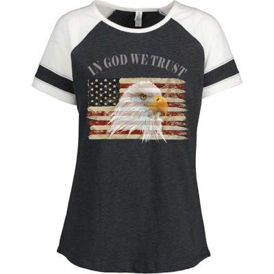 In God We Trust American Respect Gift Enza Ladies Jersey Colorblock Tee