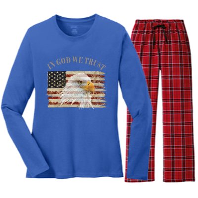 In God We Trust American Respect Gift Women's Long Sleeve Flannel Pajama Set 