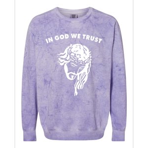 In God We Trust Artistic Design Jesus Face For Christians Gift Colorblast Crewneck Sweatshirt