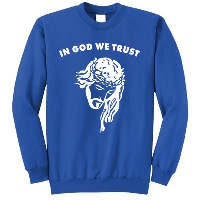 In God We Trust Artistic Design Jesus Face For Christians Gift Sweatshirt