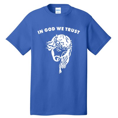 In God We Trust Artistic Design Jesus Face For Christians Gift Tall T-Shirt