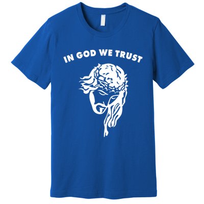 In God We Trust Artistic Design Jesus Face For Christians Gift Premium T-Shirt