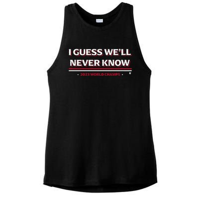 I Guess WeLl Never Know Texas Baseball Ladies PosiCharge Tri-Blend Wicking Tank