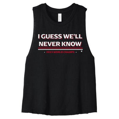 I Guess WeLl Never Know Texas Baseball Women's Racerback Cropped Tank