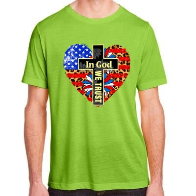 In God We Trust Heart 4th Of July Patriotic Flag Christian Gift Adult ChromaSoft Performance T-Shirt